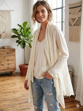 Tiny Stratigraphy Cardigan Anthropologie Draped MIxed Media